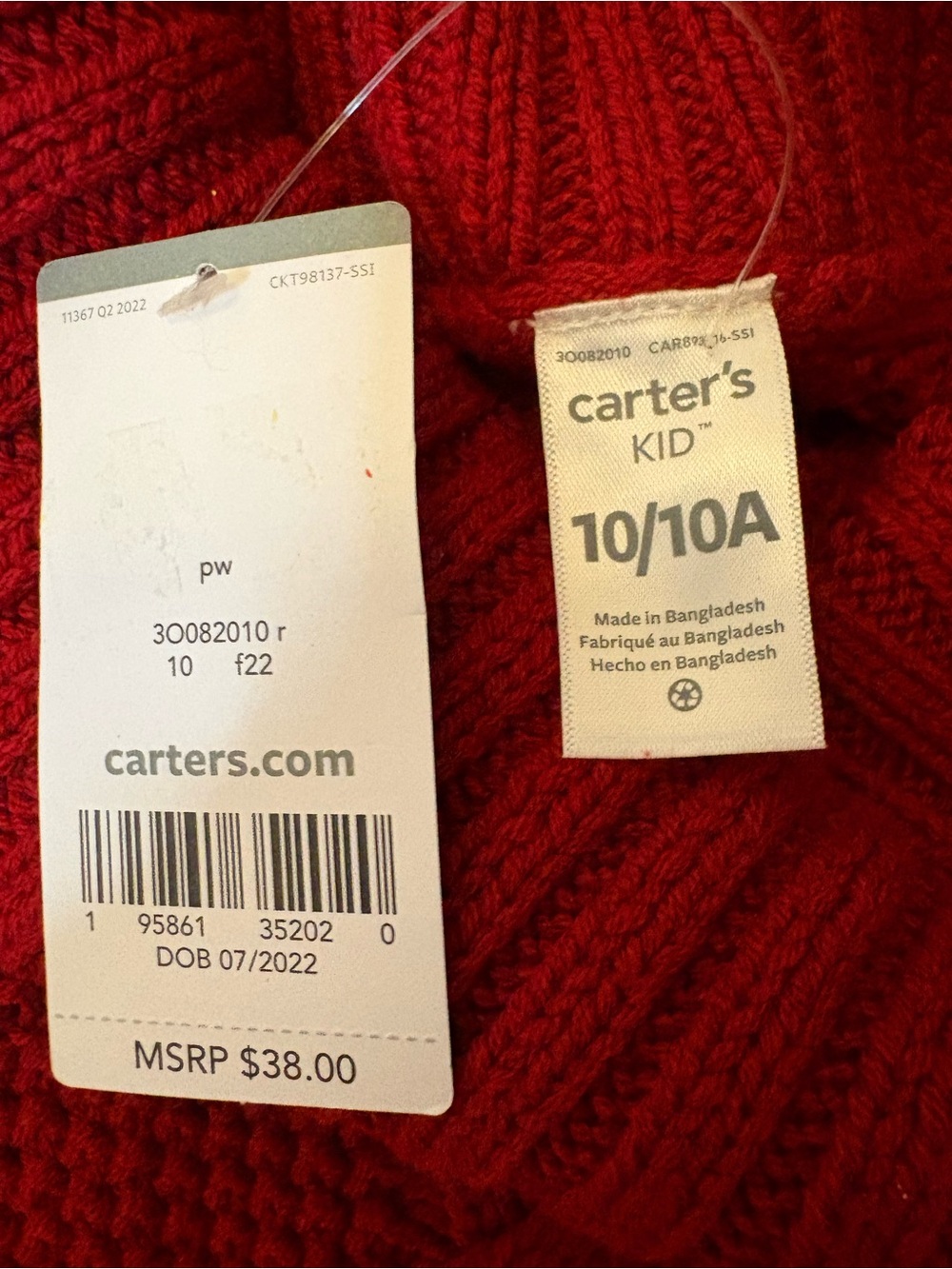 Carter's Red Cable Knit Poncho Sweater - Picture 2 of 2
